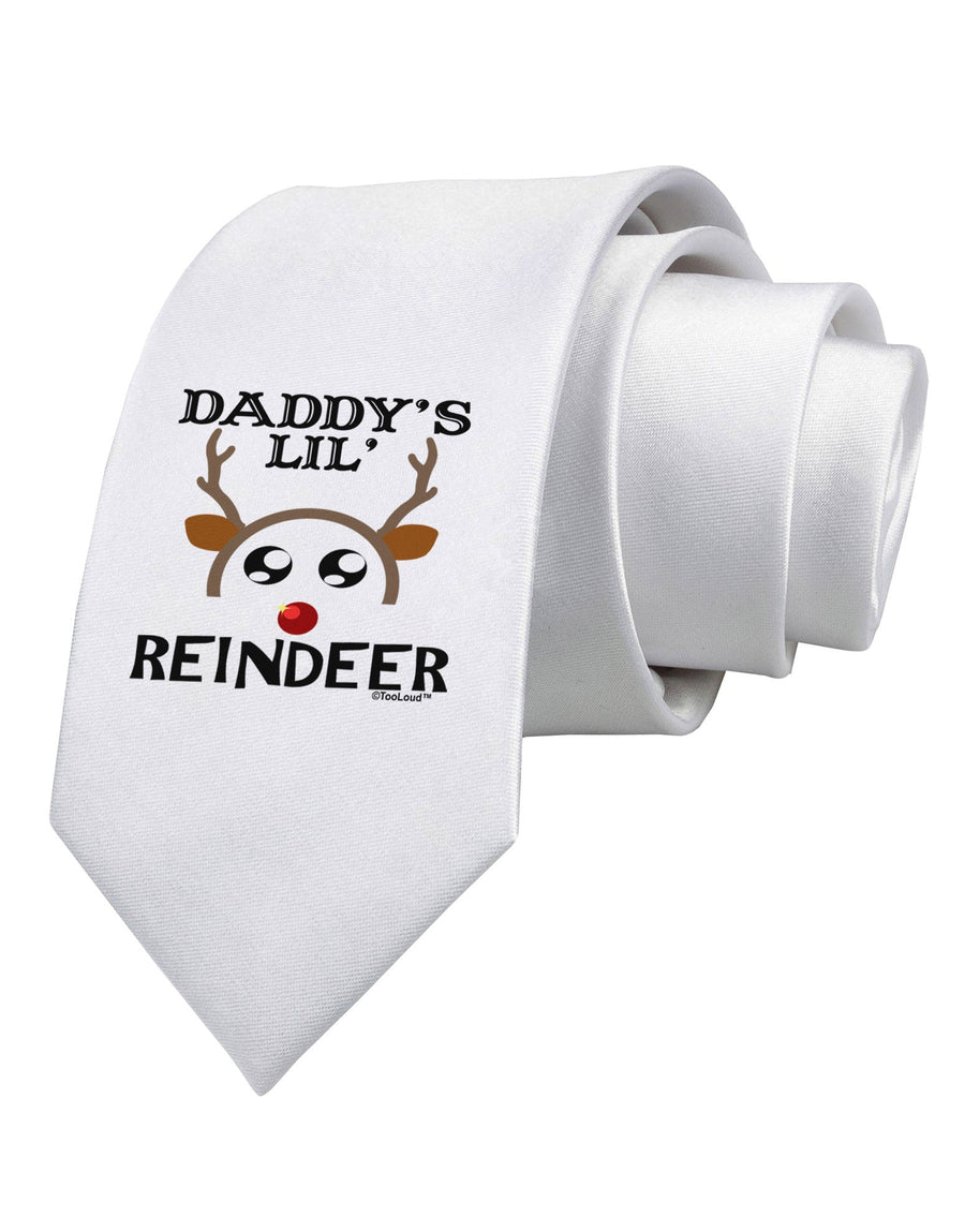 Daddy's Lil Reindeer Boy Printed White Necktie