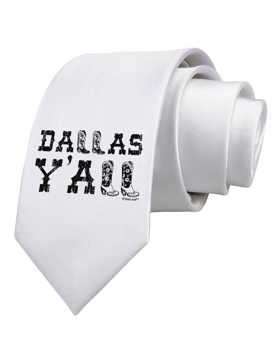 Dallas Y'all - Boots - Texas Pride Printed White Necktie