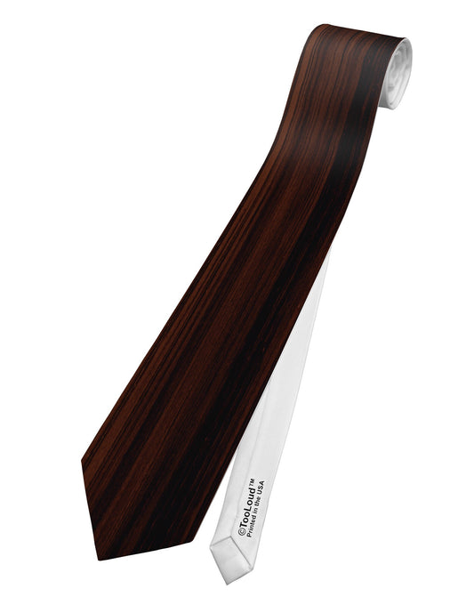 Dark Wood Look Printed White Necktie All Over Print by