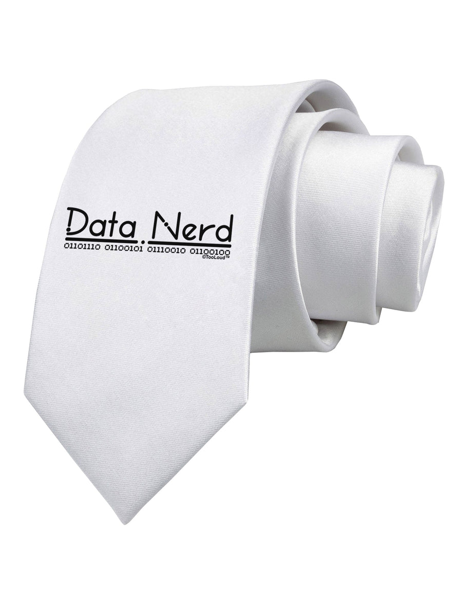 Data Nerd Printed White Necktie by TooLoud