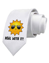 Deal With It Cute Sun Printed White Necktie