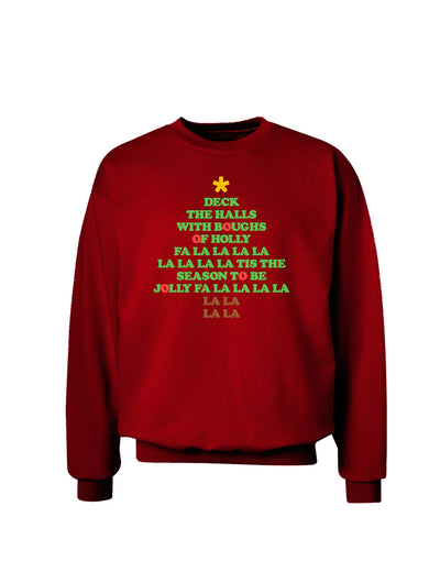 Deck the Halls Lyrics Christmas Tree Adult Dark Sweatshirt-Sweatshirts-TooLoud-Deep-Red-Small-Davson Sales