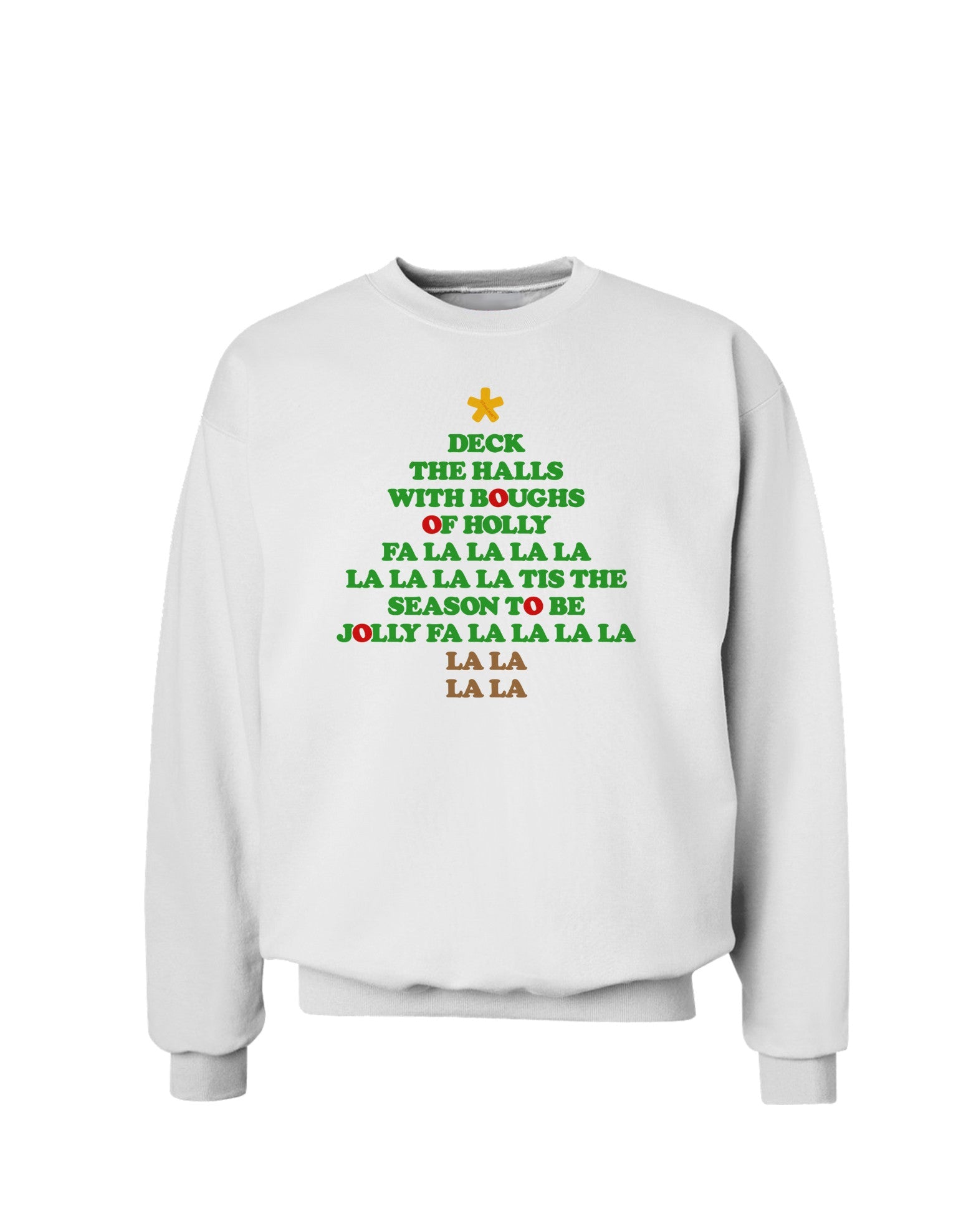 Deck the Halls Lyrics Christmas Tree Sweatshirt-Sweatshirts-TooLoud-White-Small-Davson Sales
