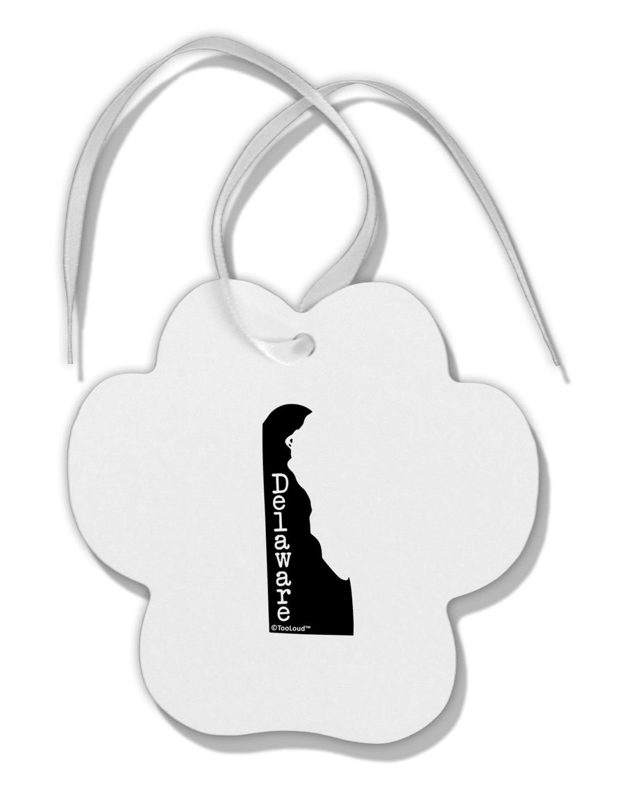 Delaware - United States Shape Paw Print Shaped Ornament-Ornament-TooLoud-White-Davson Sales