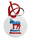 Democrat Party Animal Circular Metal Ornament-Ornament-TooLoud-White-Davson Sales