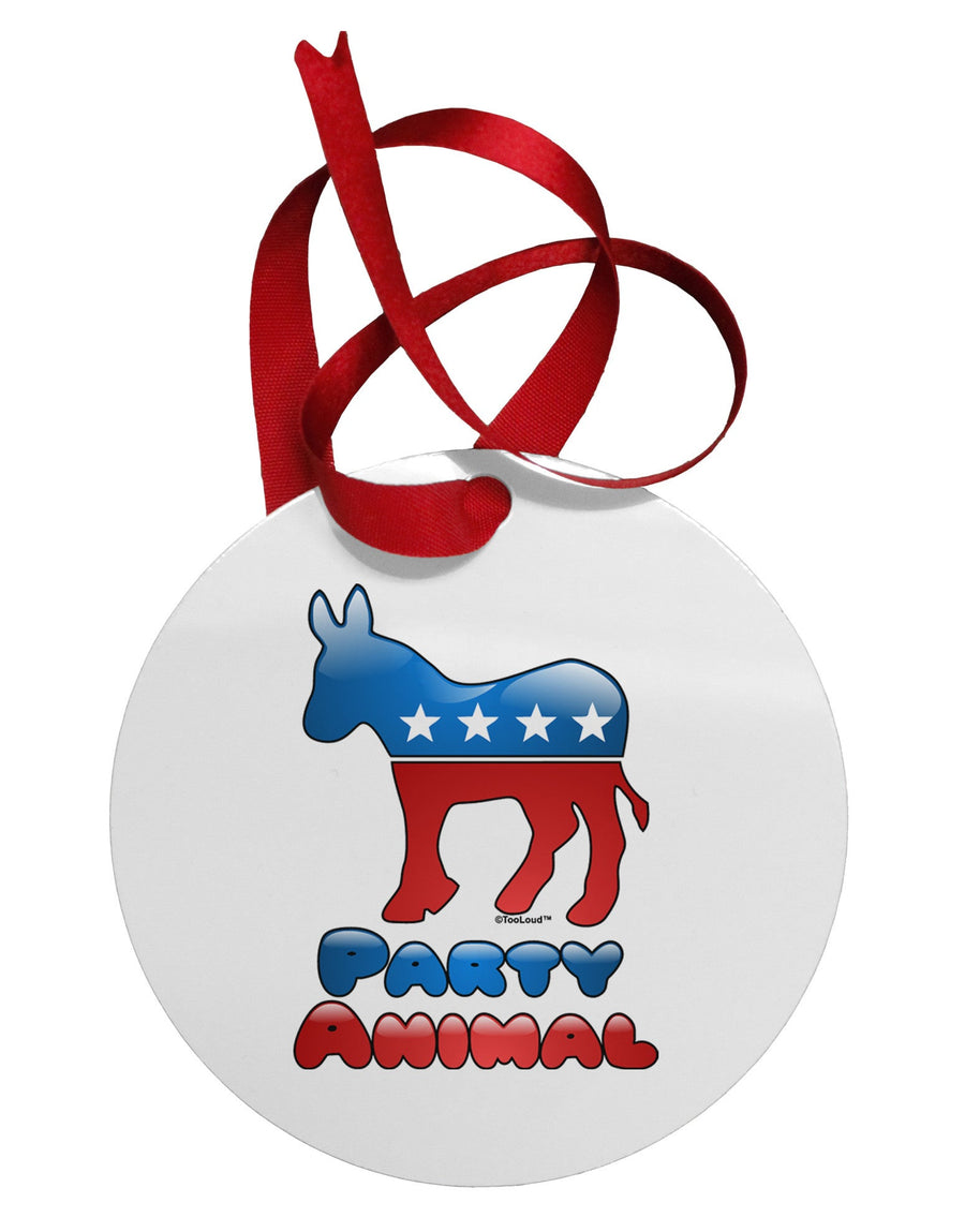 Democrat Party Animal Circular Metal Ornament-Ornament-TooLoud-White-Davson Sales