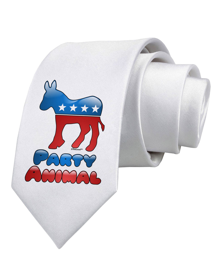 Democrat Party Animal Printed White Necktie