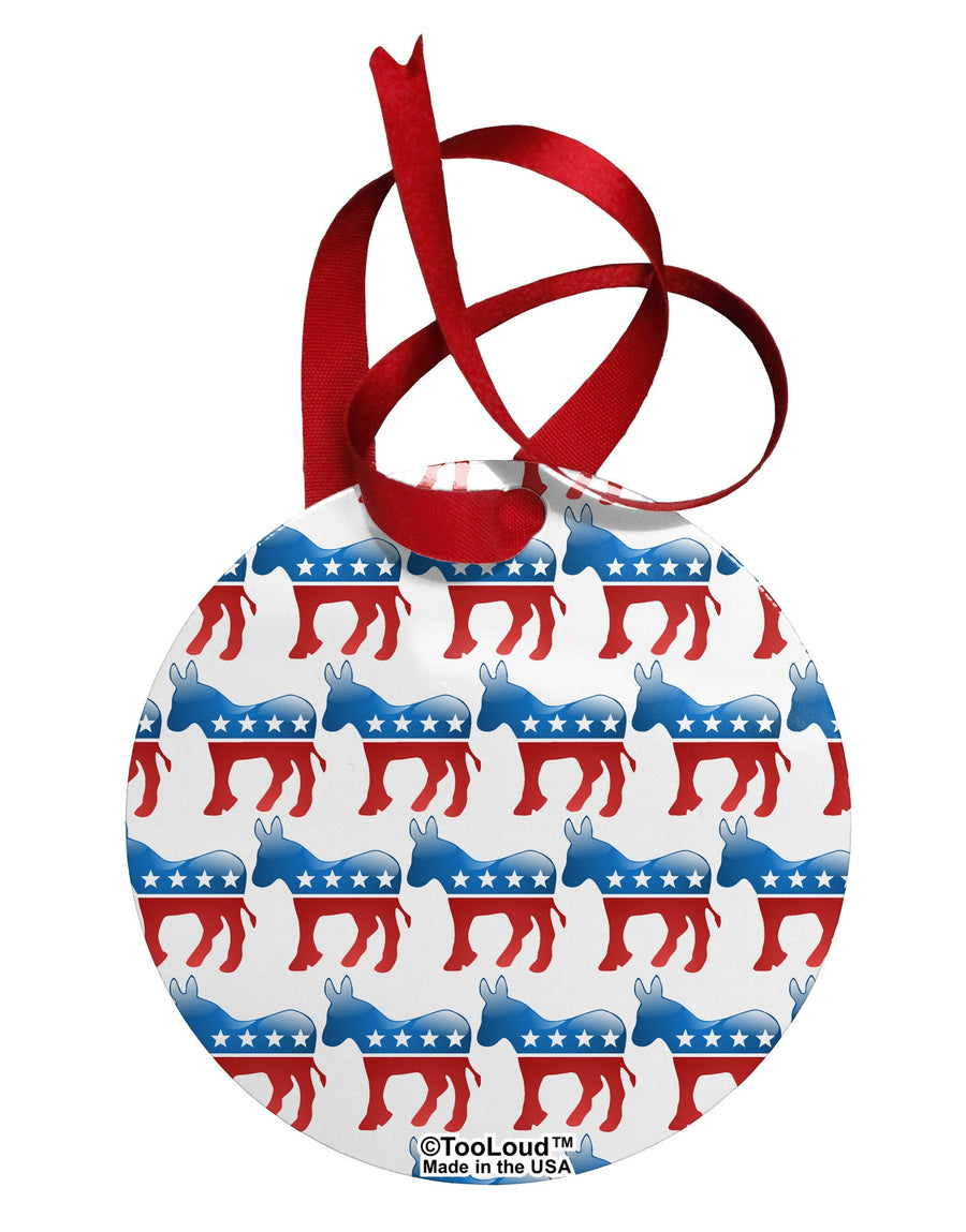 Democratic Symbol All Over Circular Metal Ornament All Over Print-Ornament-TooLoud-White-Davson Sales