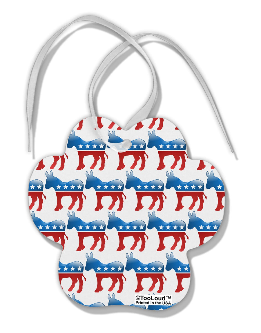 Democratic Symbol All Over Paw Print Shaped Ornament All Over Print-Ornament-TooLoud-White-Davson Sales