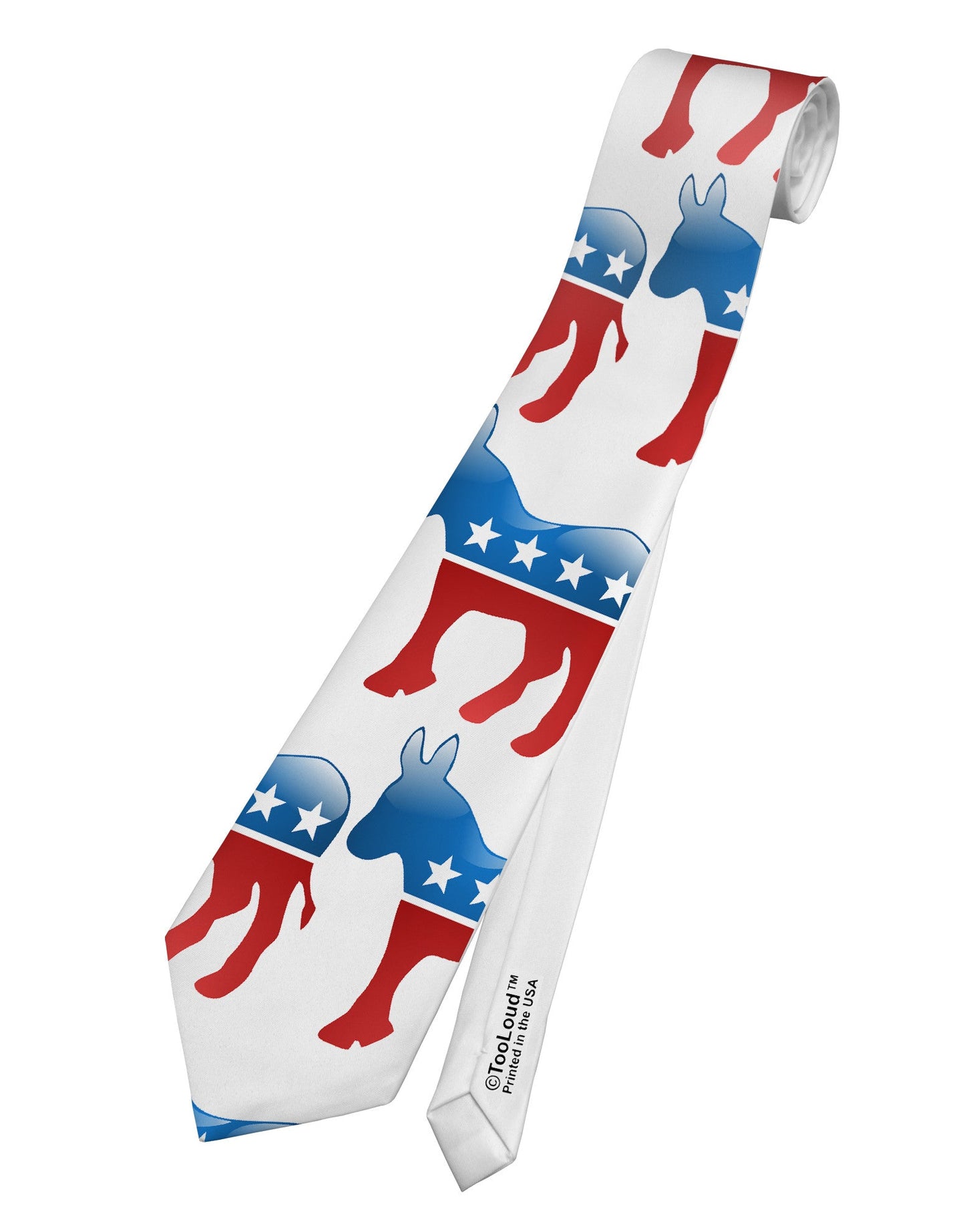 Democratic Symbol All Over Printed White Necktie All Over Print