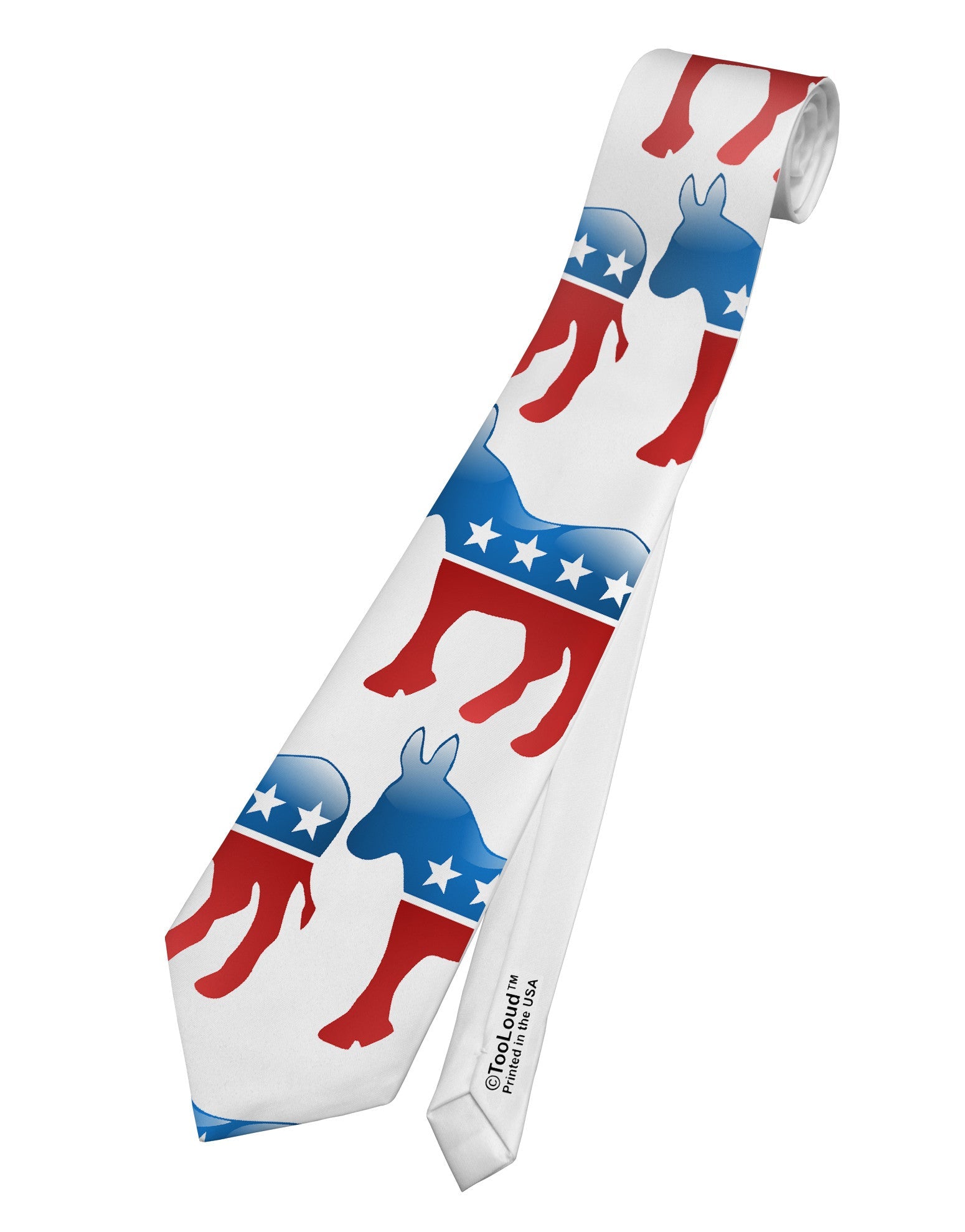 Democratic Symbol All Over Printed White Necktie All Over Print