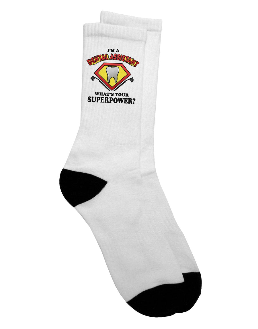 Dental Assistant Superpower Adult Crew Socks - Enhancing Your Professional Attire-Socks-TooLoud-White-Ladies-4-6-Davson Sales