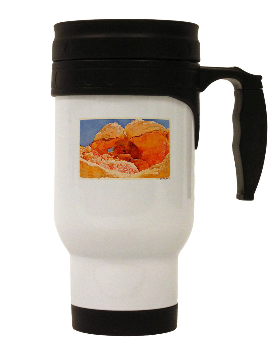 Desert Landscape Watercolor Stainless Steel 14oz Travel Mug-Travel Mugs-TooLoud-White-Davson Sales