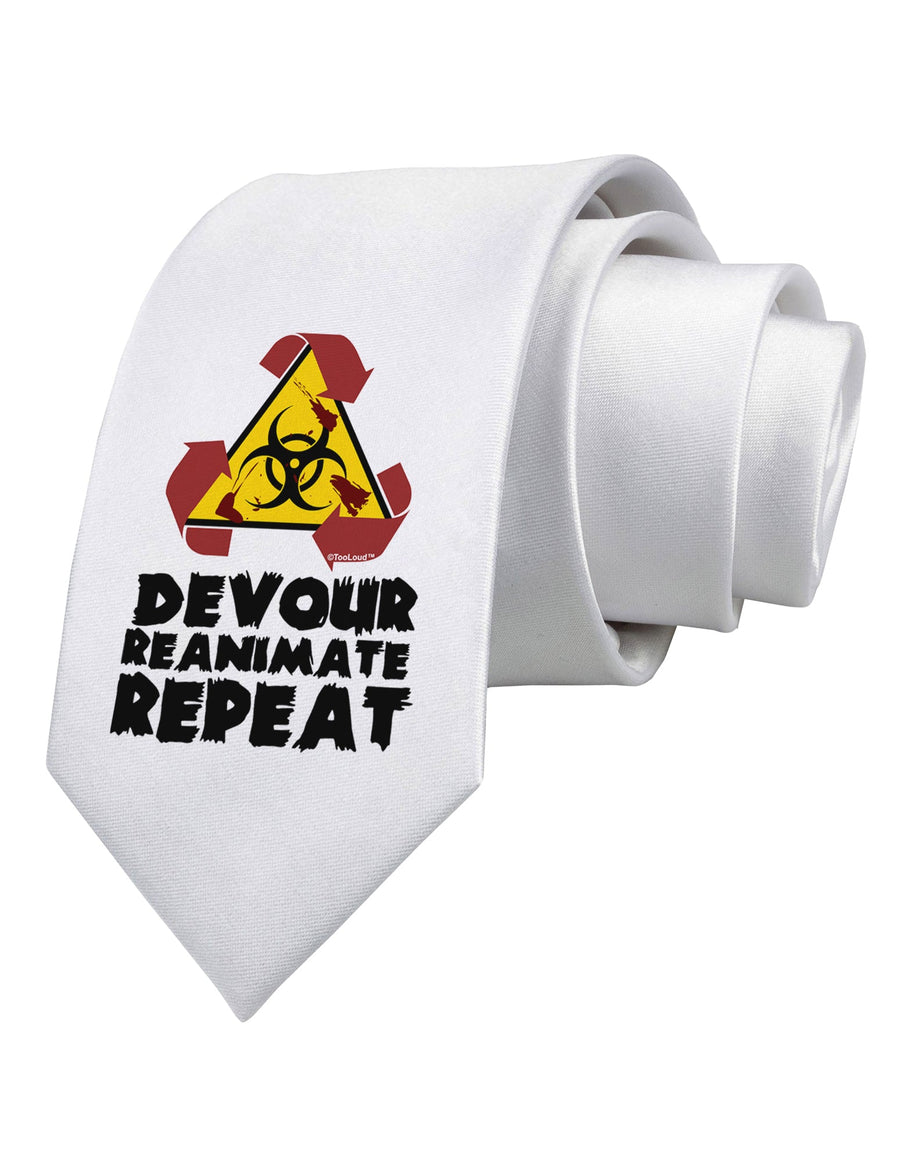 Devour Reanimate Repeat Printed White Necktie by TooLoud