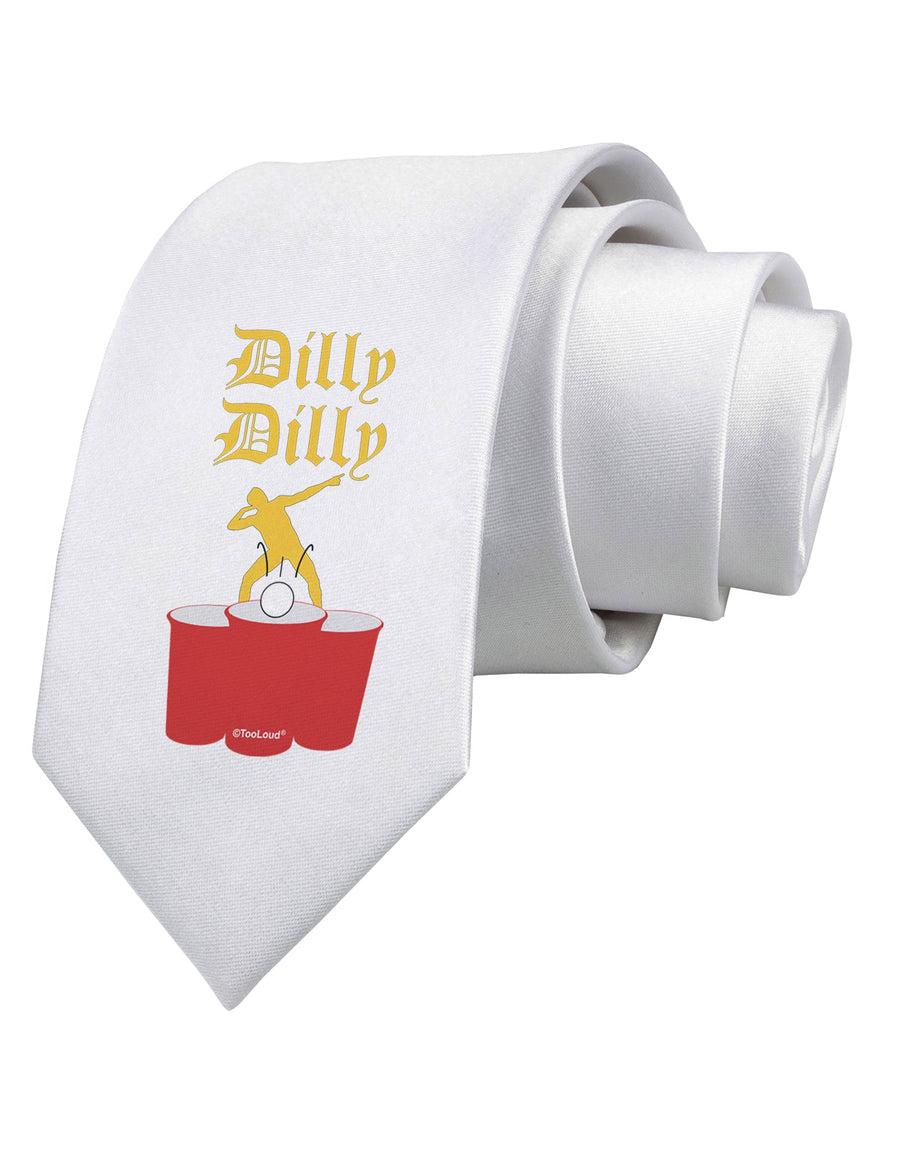 Dilly Dilly Funny Beer Printed White Necktie by TooLoud