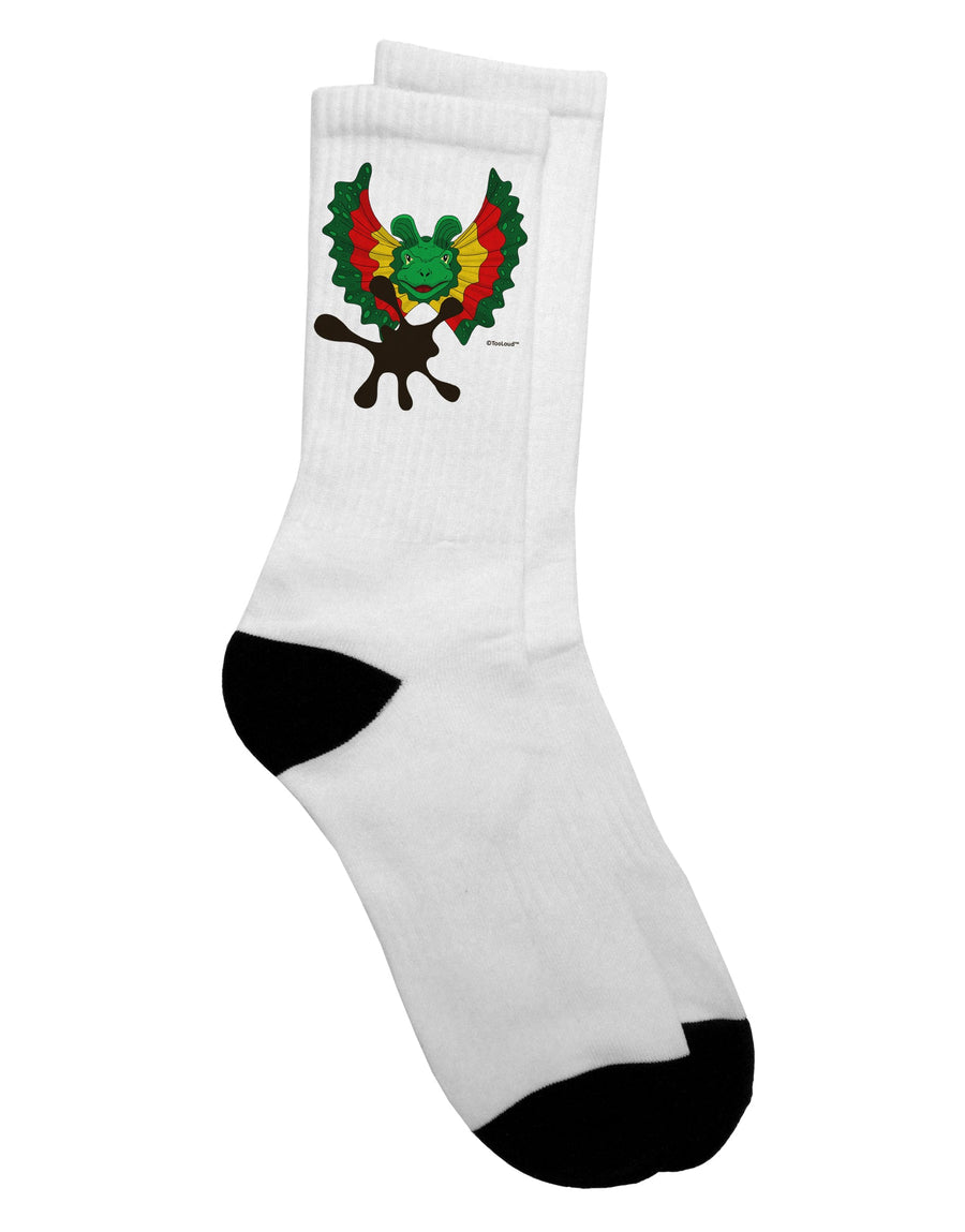 Dilophosaurus Themed Adult Crew Socks - Exclusively Designed by TooLoud-Socks-TooLoud-White-Ladies-4-6-Davson Sales