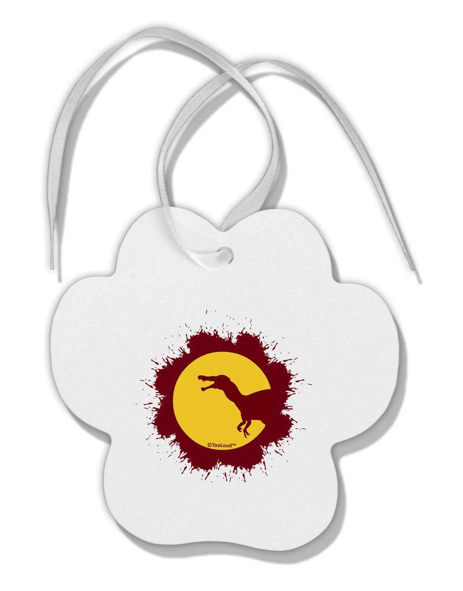 Dinosaur Silhouette Splatter Design Paw Print Shaped Ornament by TooLoud-Ornament-TooLoud-White-Davson Sales