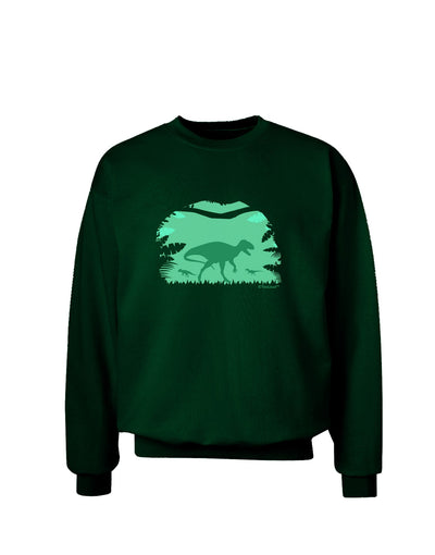 Dinosaur Silhouettes - Jungle Adult Dark Sweatshirt by TooLoud-Sweatshirts-TooLoud-Deep-Forest-Green-Small-Davson Sales