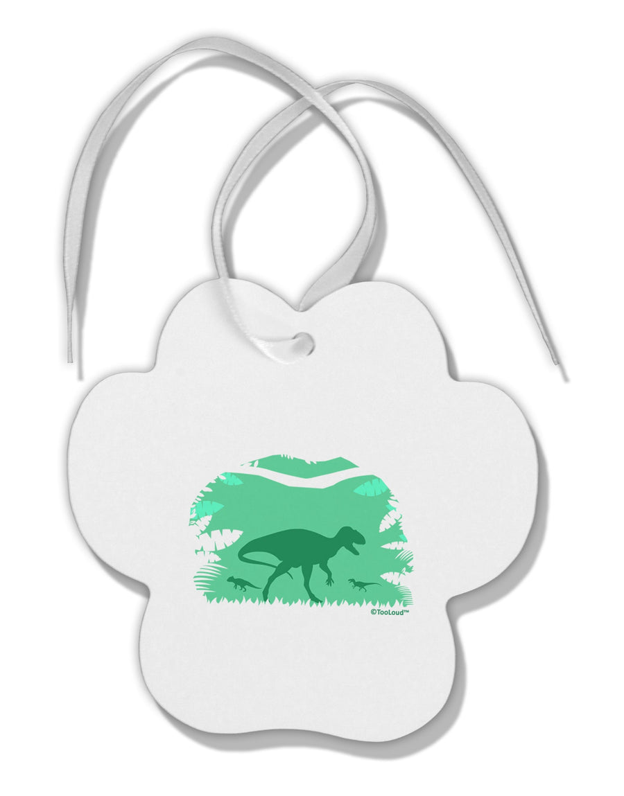 Dinosaur Silhouettes - Jungle Paw Print Shaped Ornament by TooLoud-Ornament-TooLoud-White-Davson Sales