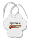 Director Of Awesome Paw Print Shaped Ornament-Ornament-TooLoud-White-Davson Sales