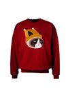 Disgruntled Cat Wearing Turkey Hat Adult Dark Sweatshirt by-Sweatshirts-TooLoud-Deep-Red-Small-Davson Sales