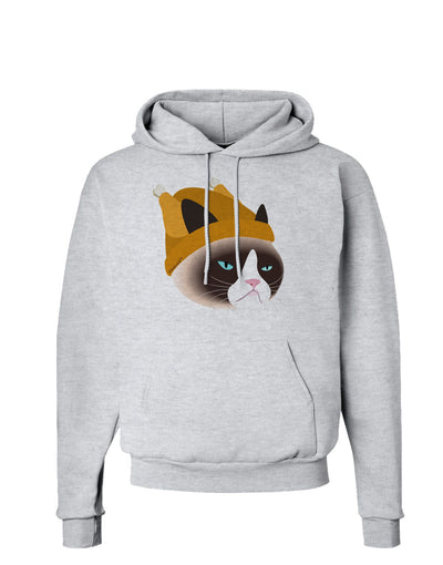 Disgruntled Cat Wearing Turkey Hat Hoodie Sweatshirt by-Hoodie-TooLoud-AshGray-Small-Davson Sales