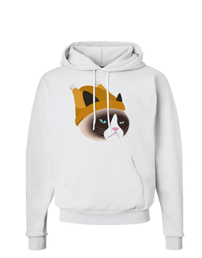 Disgruntled Cat Wearing Turkey Hat Hoodie Sweatshirt by-Hoodie-TooLoud-White-Small-Davson Sales