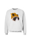 Disgruntled Cat Wearing Turkey Hat Sweatshirt by-Sweatshirts-TooLoud-White-Small-Davson Sales