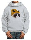 Disgruntled Cat Wearing Turkey Hat Youth Hoodie Pullover Sweatshirt by-Youth Hoodie-TooLoud-Ash-XS-Davson Sales