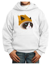 Disgruntled Cat Wearing Turkey Hat Youth Hoodie Pullover Sweatshirt by-Youth Hoodie-TooLoud-White-XS-Davson Sales