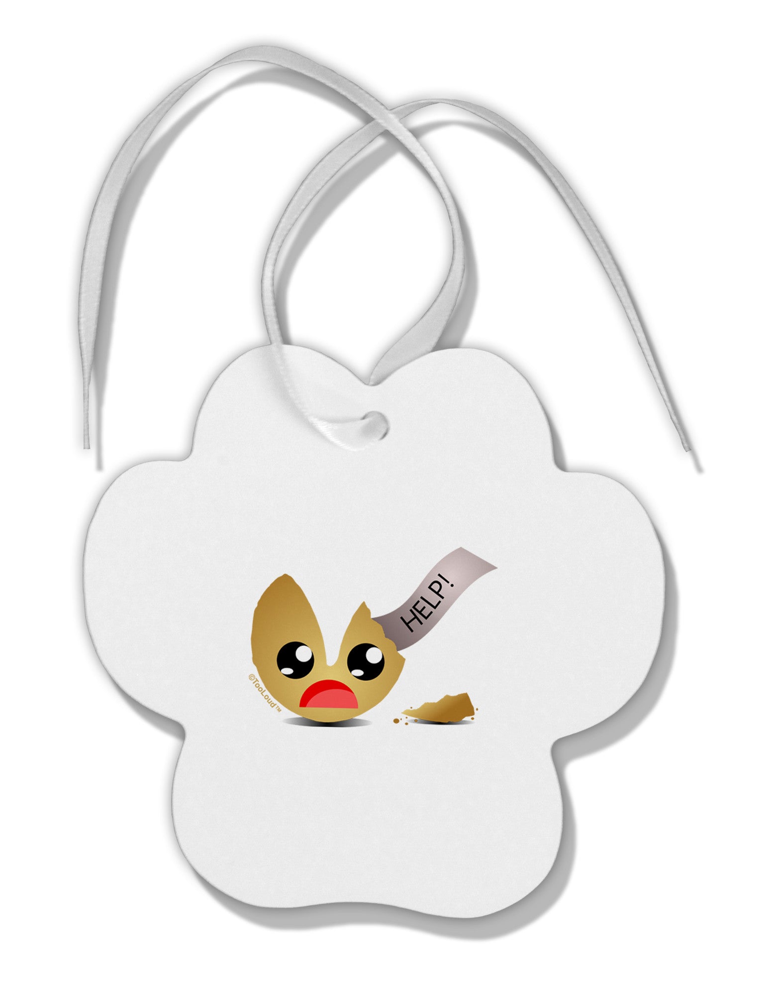 Dismembered Fortune Cookie Paw Print Shaped Ornament-Ornament-TooLoud-White-Davson Sales