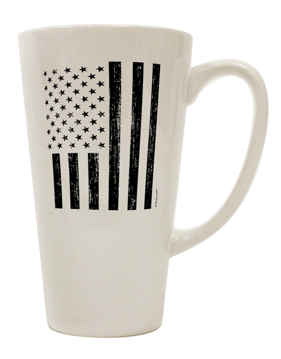 Distressed 16 Ounce Conical Latte Coffee Mug with Stamp Style American Flag - Expertly Crafted by TooLoud-Conical Latte Mug-TooLoud-White-Davson Sales