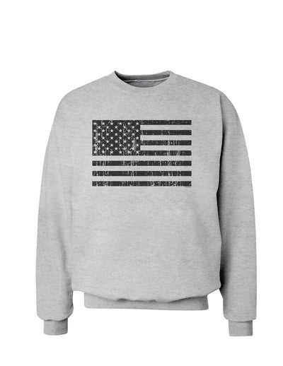 Distressed Black and White American Flag Sweatshirt-Sweatshirts-TooLoud-AshGray-Small-Davson Sales
