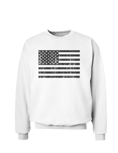 Distressed Black and White American Flag Sweatshirt-Sweatshirts-TooLoud-White-Small-Davson Sales