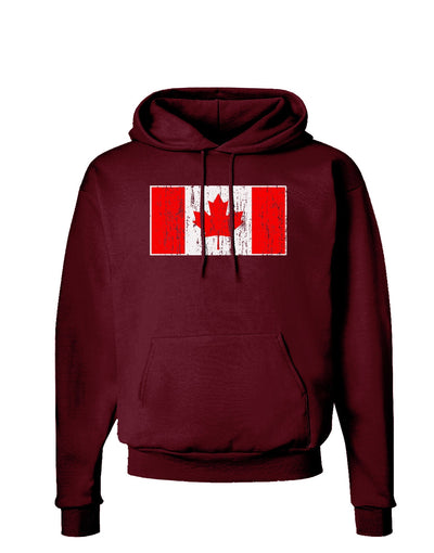 Distressed Canadian Flag Maple Leaf Dark Hoodie Sweatshirt-Hoodie-TooLoud-Maroon-Small-Davson Sales