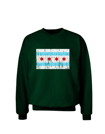 Distressed Chicago Flag Design Adult Dark Sweatshirt by TooLoud-Sweatshirts-TooLoud-Deep-Forest-Green-Small-Davson Sales