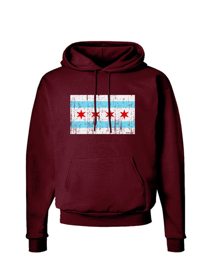 Distressed Chicago Flag Design Dark Hoodie Sweatshirt by TooLoud-Hoodie-TooLoud-Maroon-Small-Davson Sales