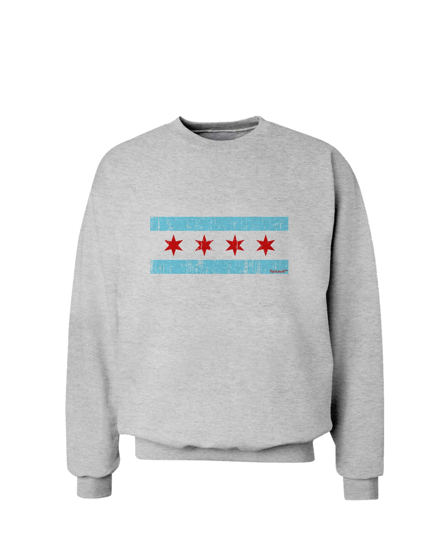 Distressed Chicago Flag Design Sweatshirt by TooLoud-Sweatshirts-TooLoud-White-Small-Davson Sales