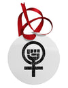 Distressed Feminism Symbol Circular Metal Ornament-Ornament-TooLoud-White-Davson Sales