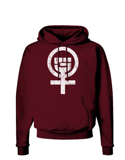 Distressed Feminism Symbol Dark Hoodie Sweatshirt-Hoodie-TooLoud-Maroon-Small-Davson Sales