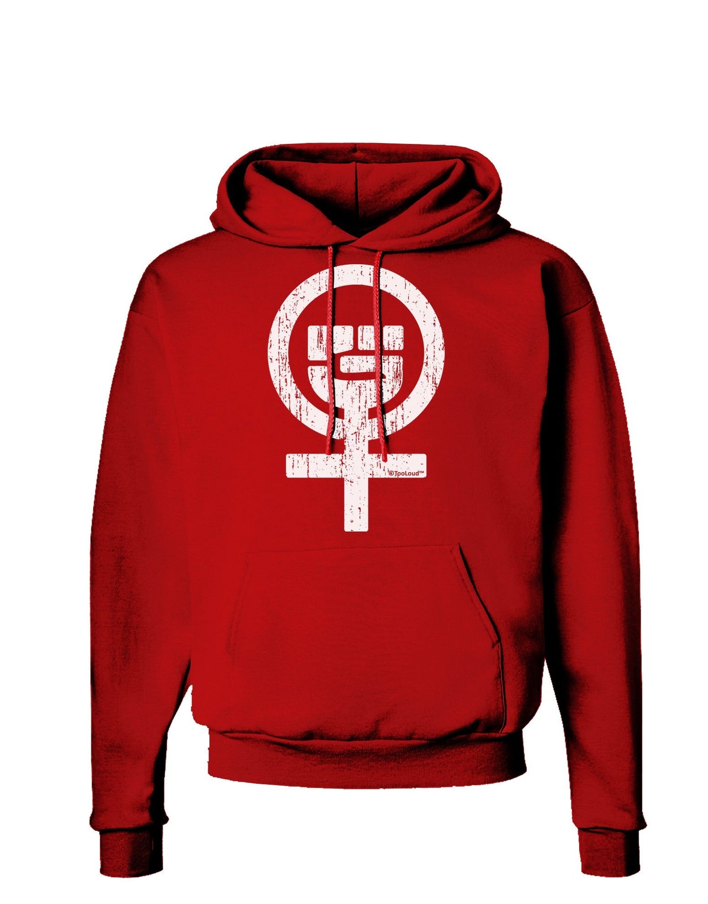 Distressed Feminism Symbol Dark Hoodie Sweatshirt-Hoodie-TooLoud-Red-Small-Davson Sales