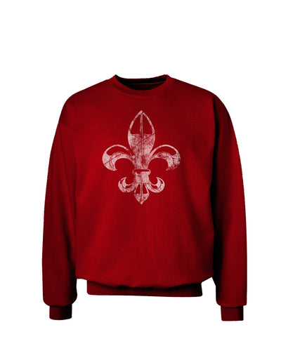 Distressed Fleur de Lis Adult Dark Sweatshirt-Sweatshirt-TooLoud-Deep-Red-Small-Davson Sales