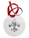 Distressed Fleur de Lis Circular Metal Ornament-Ornament-TooLoud-White-Davson Sales