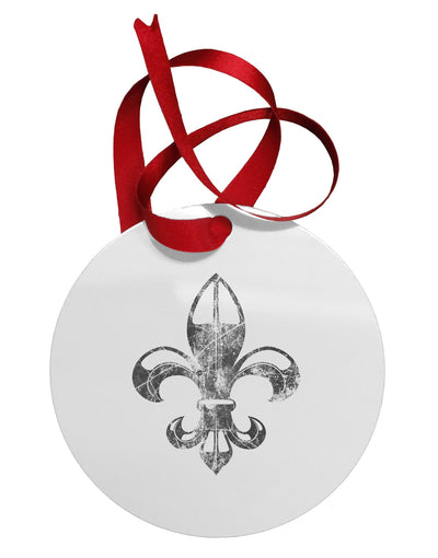 Distressed Fleur de Lis Circular Metal Ornament-Ornament-TooLoud-White-Davson Sales