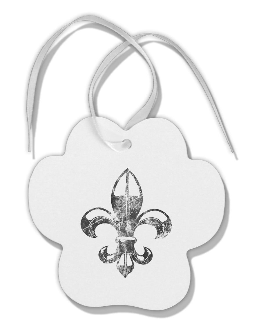 Distressed Fleur de Lis Paw Print Shaped Ornament-Ornament-TooLoud-White-Davson Sales