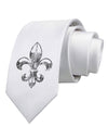 Distressed Fleur de Lis Printed White Necktie