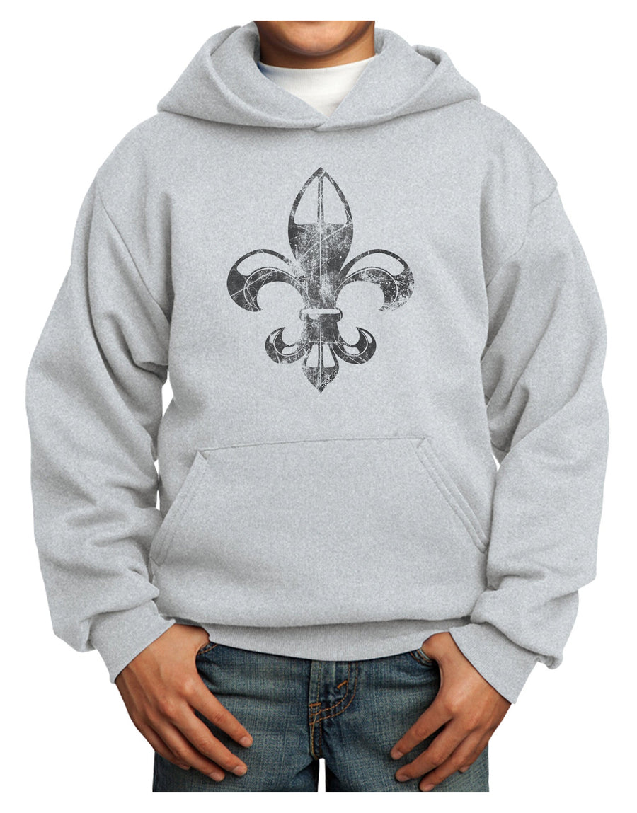 Distressed Fleur de Lis Youth Hoodie Pullover Sweatshirt-Youth Hoodie-TooLoud-White-XS-Davson Sales