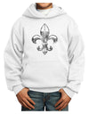 Distressed Fleur de Lis Youth Hoodie Pullover Sweatshirt-Youth Hoodie-TooLoud-White-XS-Davson Sales