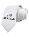 Distressed I Heart Seattle - Heart Flag Printed White Necktie by TooLoud