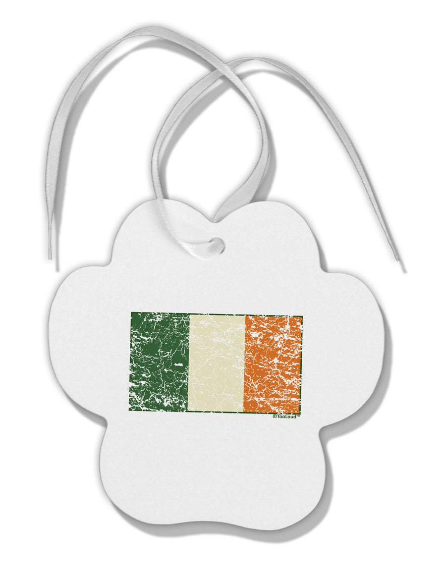 Distressed Irish Flag - Flag of Ireland Paw Print Shaped Ornament-Ornament-TooLoud-White-Davson Sales